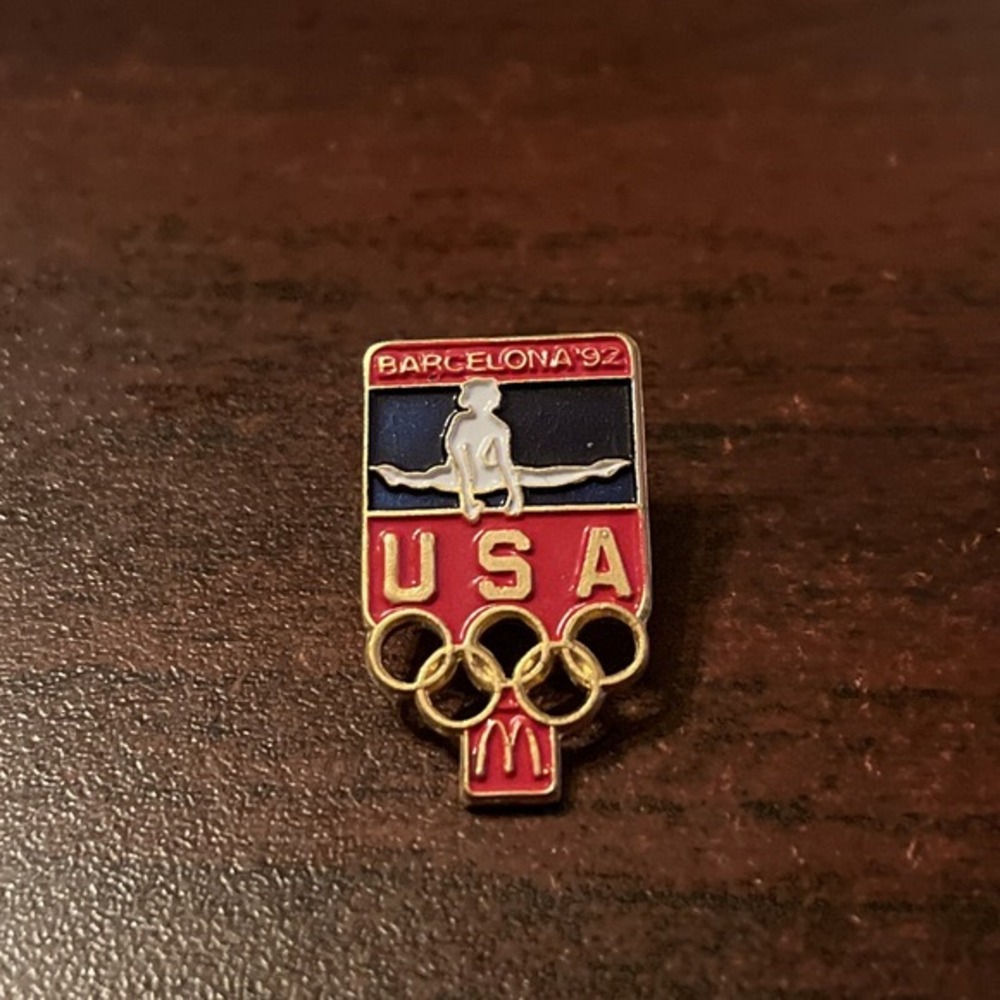 McDonald's 1992 Barcelona Olympics Gymnastics Event Employee Lapel Hat Pin